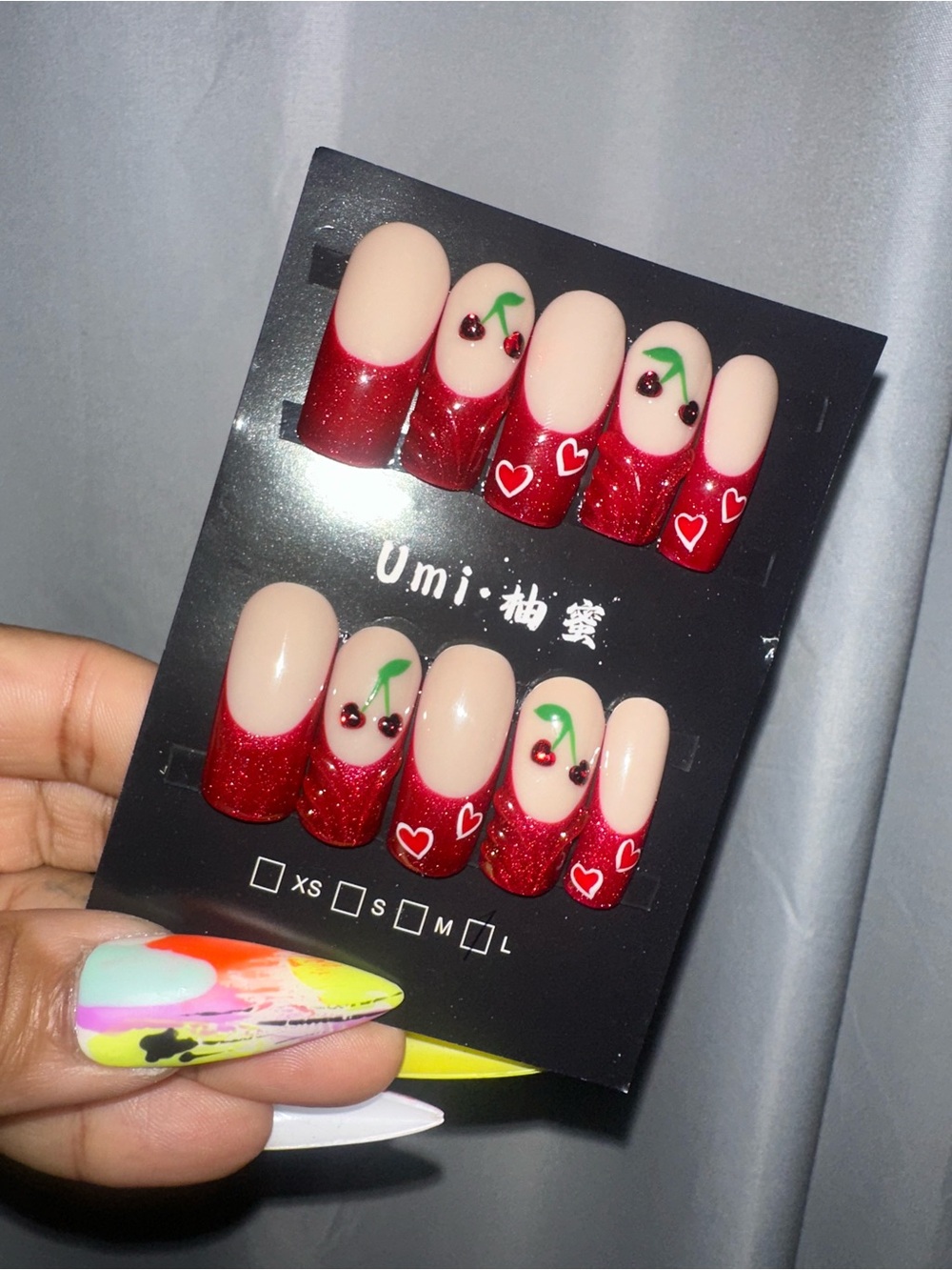 Red Cherry Glitter French Press-On Nails